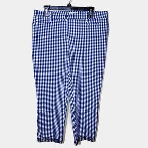 Talbots Blue Gingham Embroidered Cropped Pants 12